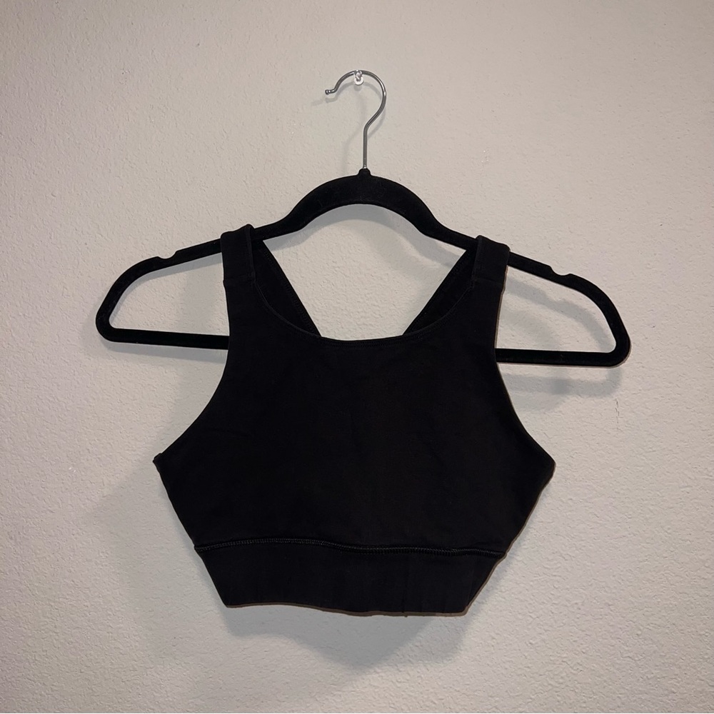 Pact Black Cropped Sport Bra, Size Small